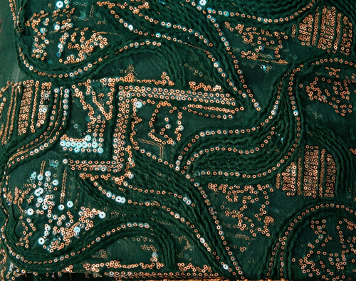 Emerald Sequin Bazin Riche — close-up detail