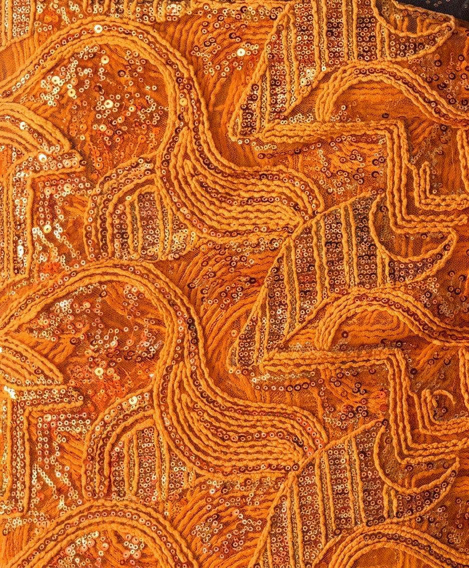 Golden Swirl Sequin Wax Print — close-up detail