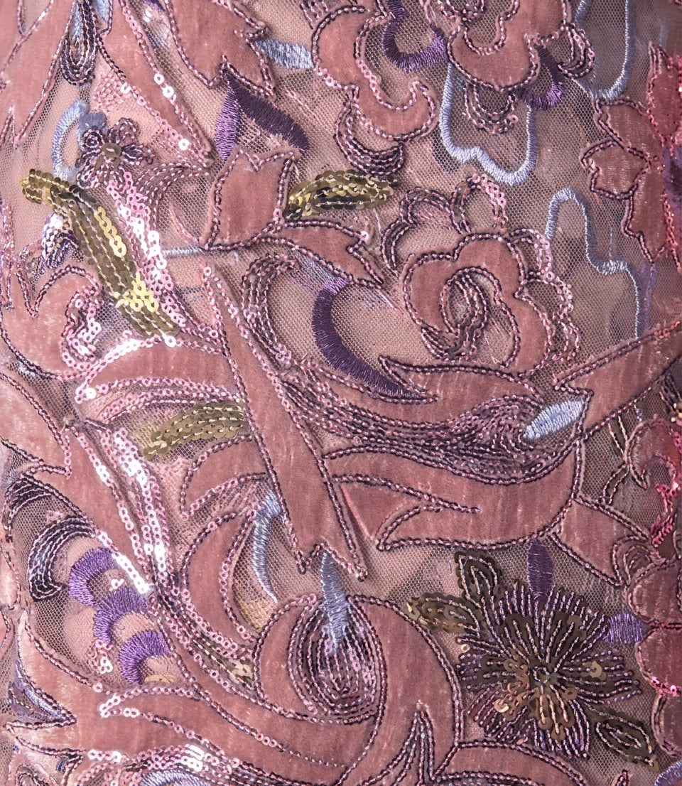 Dusty Rose Beaded Lace — close-up detail