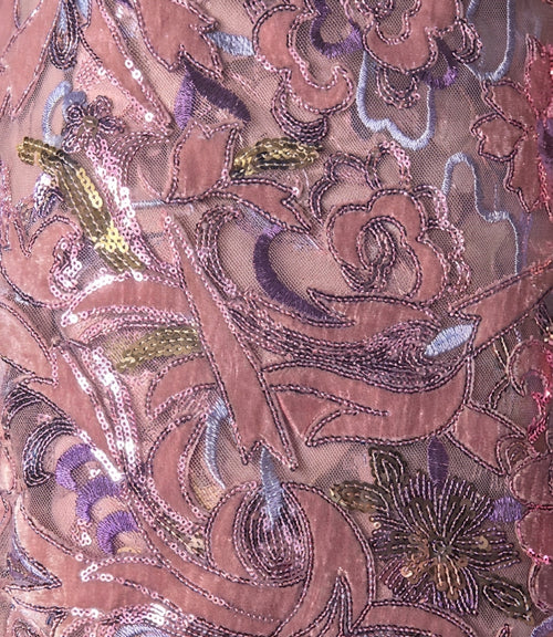 Dusty Rose Beaded Lace — close-up detail