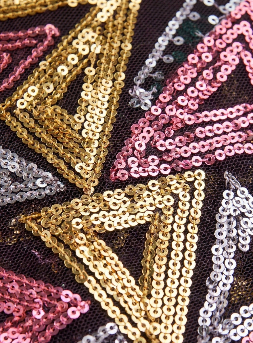 Sunset Geometric Sequin Wax Print — close-up detail